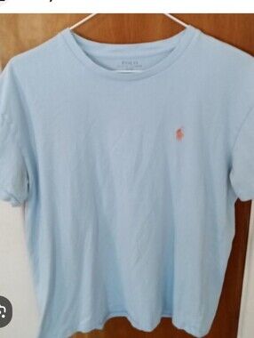 Polo by Ralph Lauren Baby Blue Crewneck Orange Logo Tee